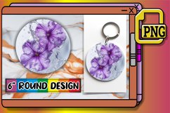 Lily Tranquility: Round Sublimation Art Keychain PNG Product Image 1