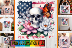 Timeless TOTE BAG Designs PNG, Skull USA Product Image 1