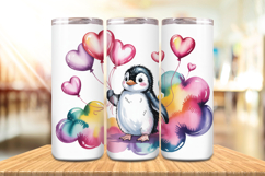 Valentine’s Day Cute Penguin Tumbler Wrap PNG Big Bundle Product Image 4