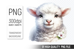 Cute Sheep Clipart PNG, Printable Animals, Wildlife Design Product Image 1