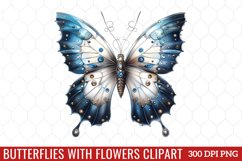 Butterflies With Flowers Clipart Product Image 1