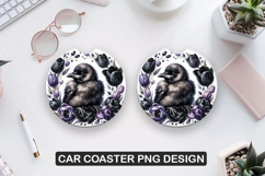 Raven Bird Car Coaster Sublimation| Animal Coaster PNG Product Image 1
