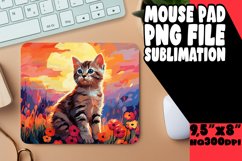 Vibrant Kitty with Floral Mouse Pad Design PNG Product Image 1