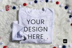 4th Of July White Sweatshirt Mockup Flatlay Product Image 1