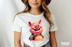 Funny Farm Animals Watercolor PNG | Cow Pig Rooster Horse Product Image 2