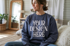 Navy Gildan 18000 Sweatshirt Model Mockups, Product Image 1