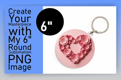 Elegant Keychain Circle PNG Artwork , Flowers Heart Product Image 1