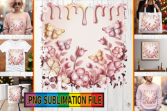 Joyful Sublimation TSHIRT Art, 3D Flowers Product Image 1