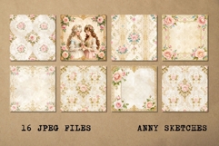 16 Vintage Rococo Rose Scrapbook Papers Junk Journal Bundle Product Image 2
