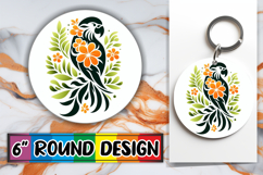 Playful Circle Keychain Sublimation, Flower Animals Product Image 1