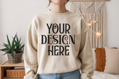 Sand Gildan 18000 Sweatshirt Model Mockups Product Image 1