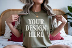 Bella Canvas 3001 Kelly Green Christmas Shirt Mockup, Trandy Product Image 1