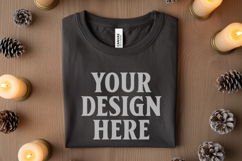 Christmas Bella Canvas 3001 Black Folded Tshirt Mockup Product Image 1