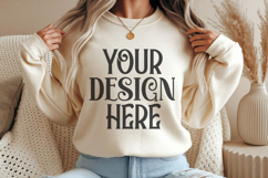 Sand Gildan 18000 Crewneck Sweatshirt Mockups,G18000 Product Image 1