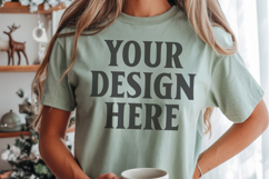 Christmas Comfort Colors 1717 Bay T-Shirt Mockup Real Model Product Image 1