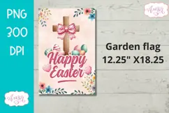 Happy Easter Garden Flag sublimation PNG, Christian cross Product Image 2