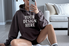 Dark Chocolate Gildan 18500 Hoodie Mockup, G18000 Hoodie Mod Product Image 1