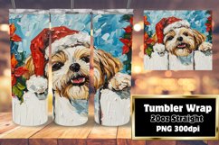 Christmas Holiday Tumbler Wrap Winter Peeking Dog Design Product Image 1