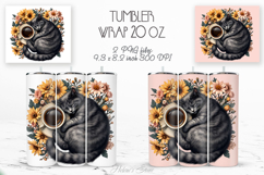 Cute cat and coffee cup straight tumbler 20oz wrap designs Product Image 1