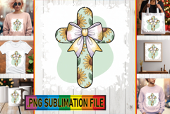 Cozy TSHIRT Art Ideas PNG, Cross and Bow Product Image 1