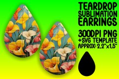 Vibrant Floral Frenzy PNG Teardrop Earring Design Sublime Product Image 1
