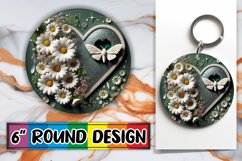Radiant Circle Sublimation Keychain, 3D Heart Product Image 1