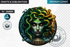 Medusa Mythological Female demon clipart,Evil spirit PNG Product Image 1