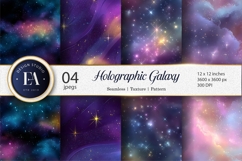 Holographic Galaxy Rainbow Starscape Digital Paper Product Image 1