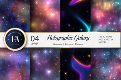 Holographic Galaxy Rainbow Starscape Digital Paper Product Image 1
