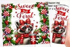 Christmas festive Raccoon Tumbler Wrap|Sublimation PNG. Product Image 2