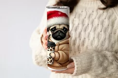 Cute Pug Coffee Tumbler Wrap|Sublimation PNG. Product Image 2