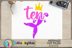Ten SVG, Mermaid tail SVG, 10th Birthday Product Image 1