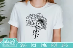 Floral Bouquet SVG - Sunflower SVG - Line Art Flowers Product Image 2