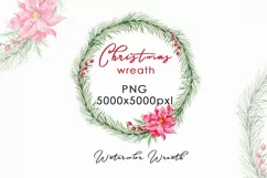Watercolor Christmas Wreath png Product Image 1