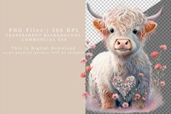 Highland calf sublimation, Love clipart, Valentines Day Product Image 2