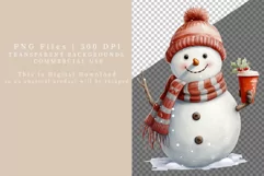 Snowman with coffee clipart, Christmas clipart Product Image 3