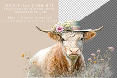 Highland cow clipart, Floral clipart, Product Image 3