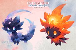 Cute Element Monsters Watercolor Sublimation Clipart Product Image 12