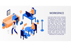 Workspace concept banner, isometric style Product Image 1