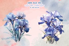 Dark Blue Iris Watercolor Sublimation Clipart Product Image 11