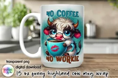 Funny Highland Cow Mug Wrap, Sarcastic Coffee Mug Print Product Image 1