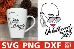 Unbothered svg, Mood svg, Bald Woman in Glasses svg, Melanin Product Image 2