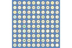 100 navigation icons set cartoon vector Product Image 1