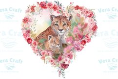 Watercolor Mom and Baby Exotic Animals in Carnations Wreath Product Image 13