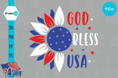 God Bless USA Svg, Patriotic Sunflower Svg Product Image 2