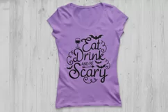 Eat, drink and be scary svg, halloween svg, spooky svg, bat. Product Image 2