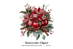 Poinsettia Apple Bouquet Clipart PNG Product Image 1