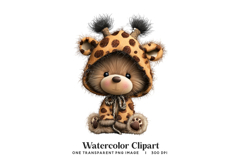 Cute Giraffe Hoodie Bear Watercolor Clipart Product Image 1