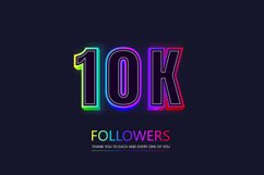 10k social followers and subscribers neon text effect. Product Image 1