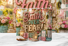 Faith Over Fear Tumbler Wrap PNG Product Image 1